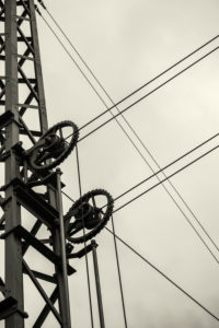 Catenary on a railway track, cutout, abstract, Catenary on a railway track, cutout, abstract,